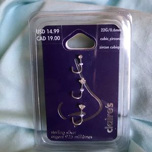 3 pack crystal nose rings